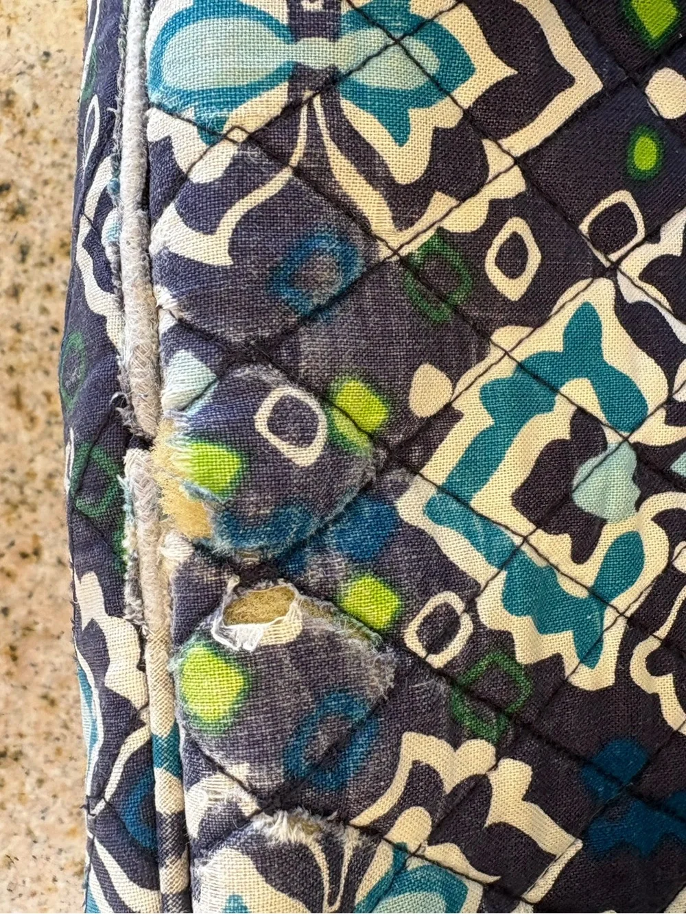 Vera Bradley Quilted Navy and Teal Patterned Women’s Campus Backpack Ink Blue